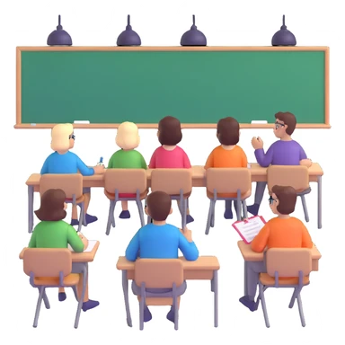 five people sitting in classroom during education session sticker