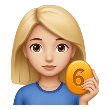 girl holding 67 sticker