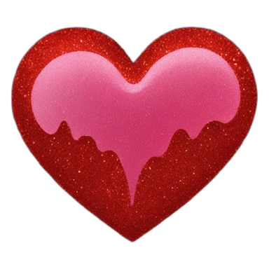 Red glitter melting heart outline sticker
