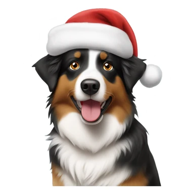 Australian shepherd wearing Santa hat sticker