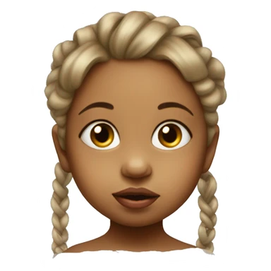 Baby girl with a pacifier in her mouth. her hair is tied up on the right and left.
 sticker