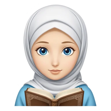Turkish blonde tulip design Hijabi girl with blue eyes and beautiful finish reading quran sticker