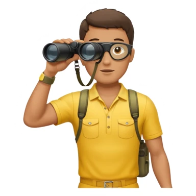 Male lifeguard – yellow shirt, binoculars in hand, scanning the sea, full body sticker