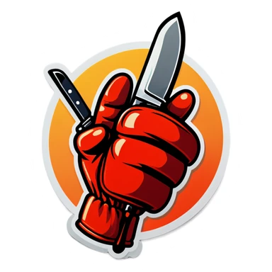 Glove with knifes sticker