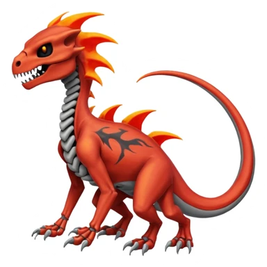 Skull-faced, skeletal Charmeleon-Zeraora-Salandit-fusion sticker