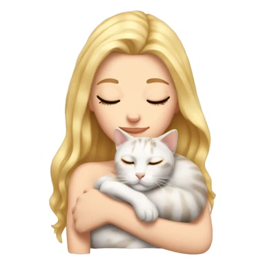 White girl blonde hair sleeping with calico kitty sticker