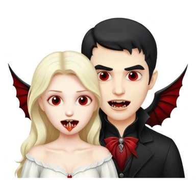 Vampire man biting angel woman sticker