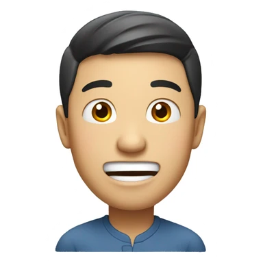 Smiling Chinese man have a surprised sticker