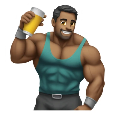 A bodybuilder drinking prote sticker