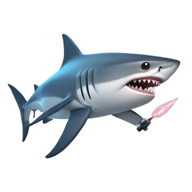 Shark with a laser blaster on his head sticker