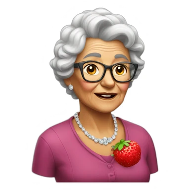 grandma with a big stamberry and a diamond sticker