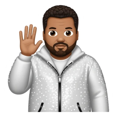 Fatman Scoop with dark brown hair, white sequin outfit sticker