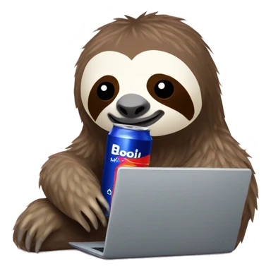 sloth with RedBull can and laptop sticker
