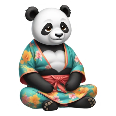 panda in kimono meditates sticker