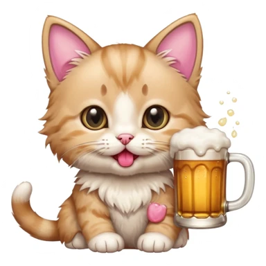 kitten drinks beer sticker