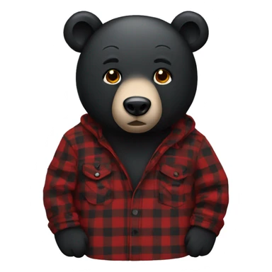 Black bear with red and black flannel sticker