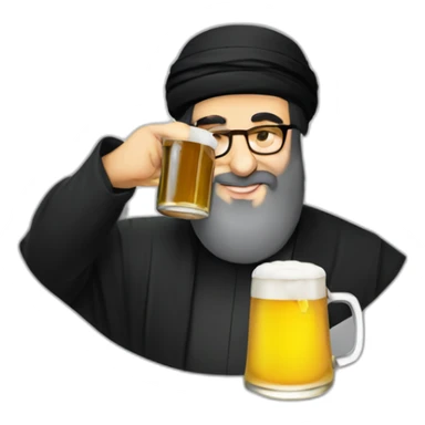 hasan nasrallah drinking a beer sticker