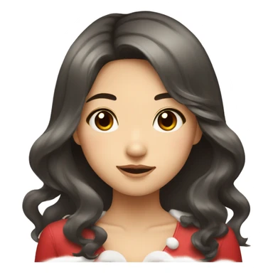 Asian cute girl with wavy and straight hair xmas sticker