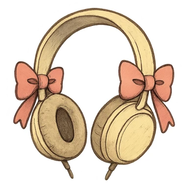 ghibli style white headphones with pink bows sticker