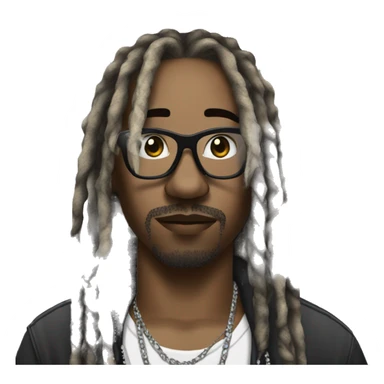 Rapper with black and blonde dreadlocks, diamond glasses, trapper, rapper. sticker