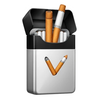 Minimalistic cigarette pack emoji, metallic black and white sticker