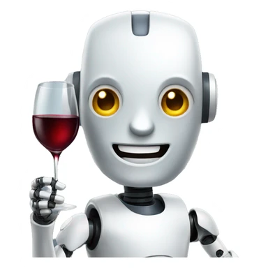 smiling robot holding a glass of wine sticker