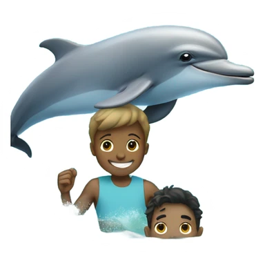 Dolphin swimming with boy sticker
