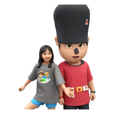 girl and boy in summer sticker