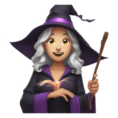 witch casting spell with a Magic wand sticker