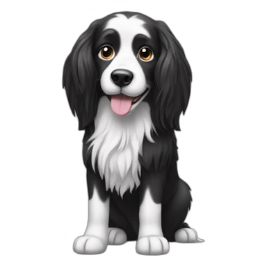 Black and white long haired 3 legged dog sticker