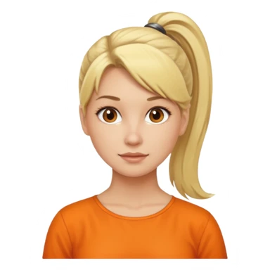Blond woman with pony tail ane orange blouse sticker