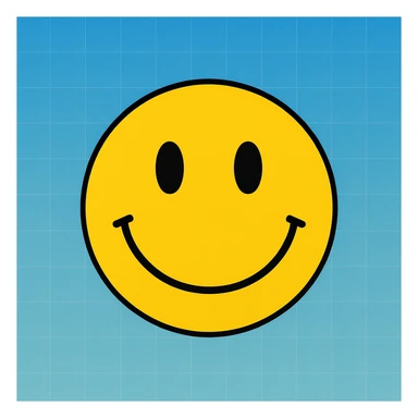 frame 5 with background blending gradient and blue, some grid lines starting to appear, smiley face unchanged sticker