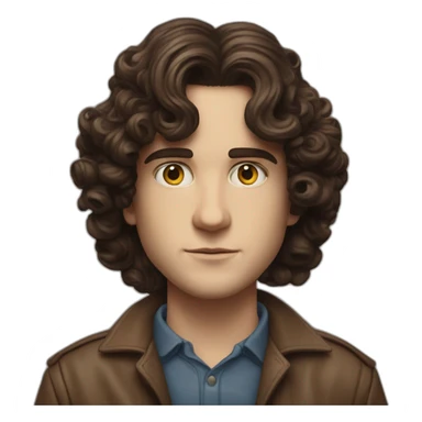Joseph Quinn Eddie Munson  with dark curled long hair stranger things sticker