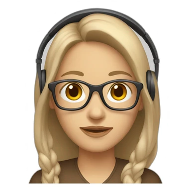 woman-white,-brown-long-hair,-brown-eyes,-white-glasses,-with-a-computer-and-a-headset sticker
