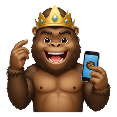 King Kong with a cell phone emojie sticker