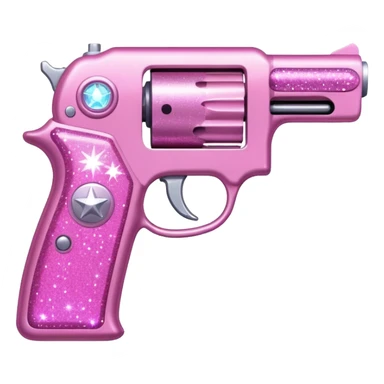 Pink glitter gun sticker