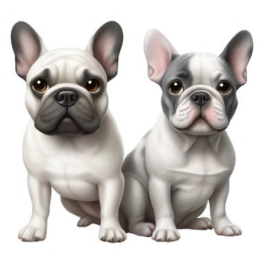 A merle French bulldog and a gray French bulldog sticker