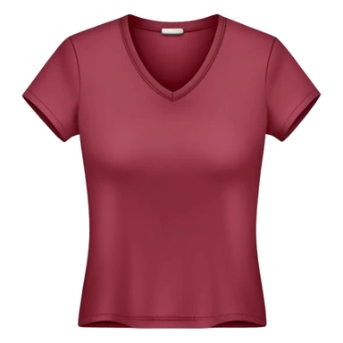 single wine red fitted v-neck t-shirt, cropped length, simple clean isolated garment only, no accessories, plain white background sticker