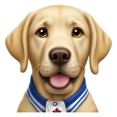 Yellow Labrador wearing a Toronto maple leaf jersey  sticker