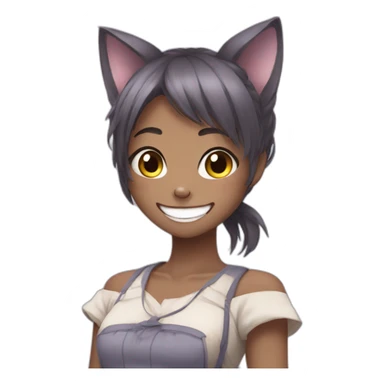 Anime cat girl with big smile sticker