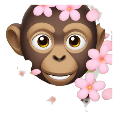 Monkey with love flowers  sticker