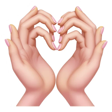 A pair of hands making a “heart” gesture in soft pink, beige and yellow pastel light sticker