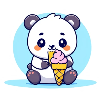 Panda eating ice cream sticker
