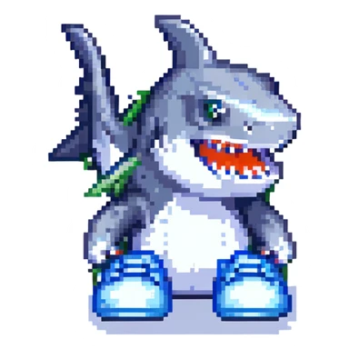 shark wearing blue shoes sticker
