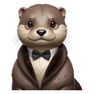 Cinematic Noble Otter Portrait Emoji, Poised and regal, with a sleek, streamlined build and a luxuriously smooth, well-groomed Fur of rich brown, deep-set soulful dark eyes, Simplified yet sharp and sophisticated features, highly detailed, glowing with a soft, dignified glow, high shine, intelligent and playful, stylized with an air of aquatic charm, focused and attentive, soft glowing outline, capturing the essence of a watchful and confident water-dweller, so majestic it feels as though it could glide out of the screen with effortless authority! sticker