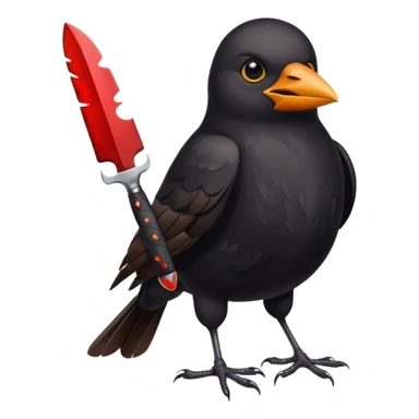Blackbird holding a bloody knife sticker