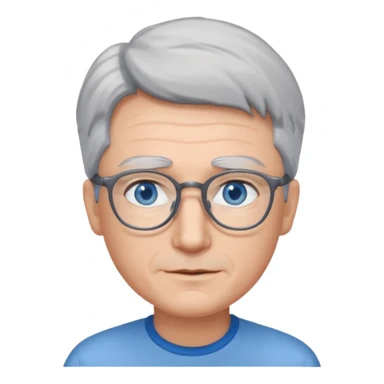 Grey haired emoji with blue eyes and glasses sticker