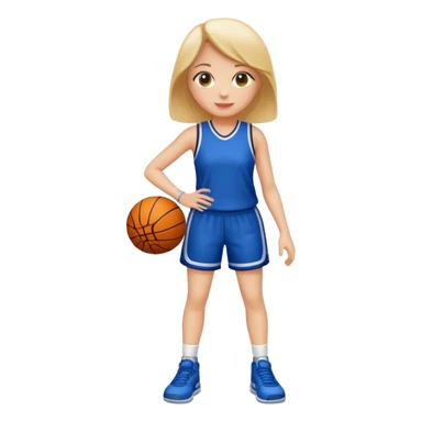 full body apple-style emoji of a basketball girl, September theme back to ball, standing with a sporty bag, back to school vibe, no basketball sticker