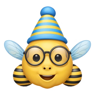 party blue hat bee with glasses sticker
