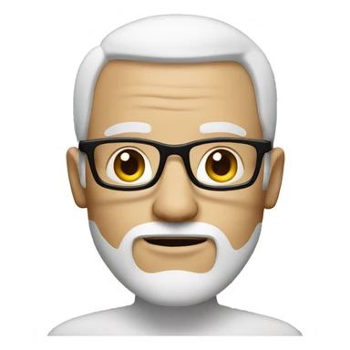 man with iPad, white skin, no hairs, beard, squared glasses sticker